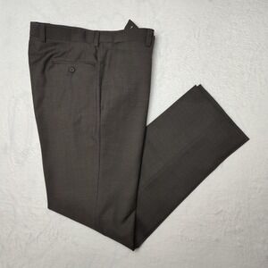 Ted Baker Pants Mens 34x33 Gray Jefferson Wool Dress Trousers Slacks Flat Front